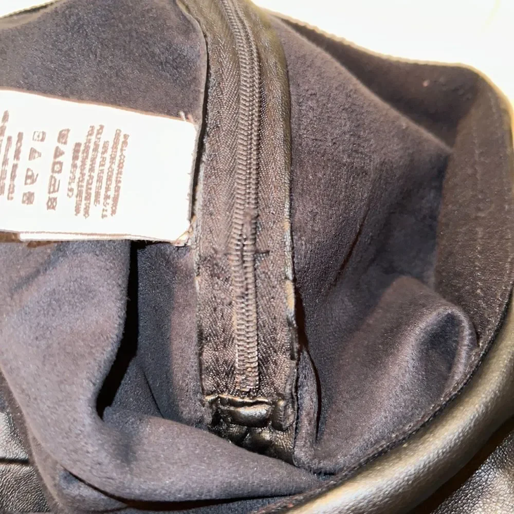 free people 6 Vegan Leather Black Stretch Zip Ankle  Elastic Waist Moto Legging